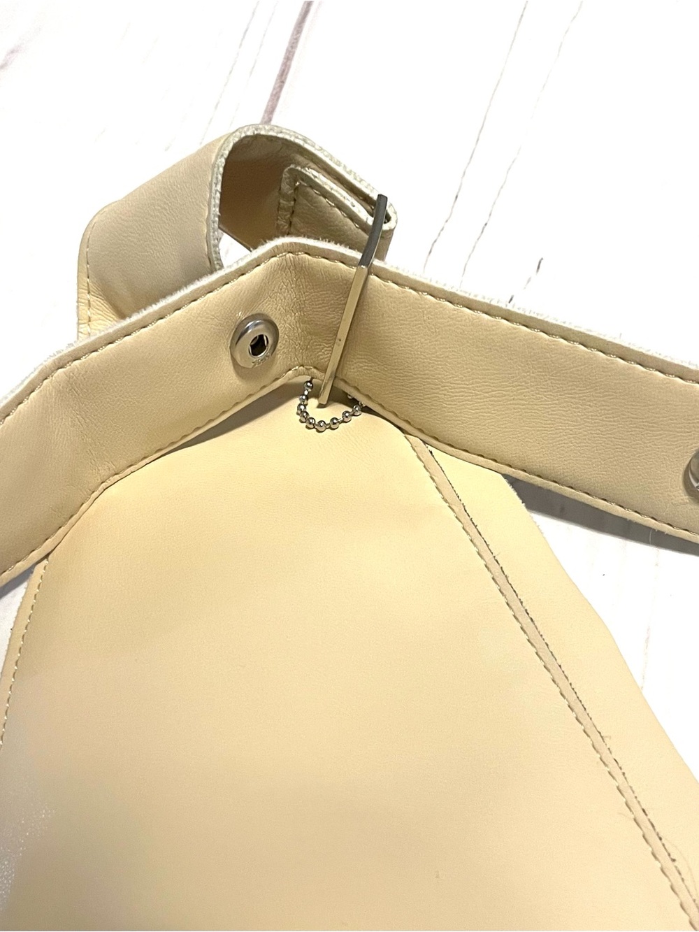 Sash Bag Vegan Leather Tan Fringed Crossbody Bag with Embellishments - Picture 14 of 16